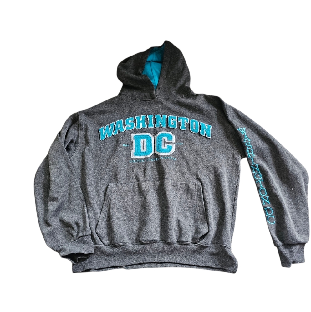 Washington DC One Gray Hoodie Lettering Size Large